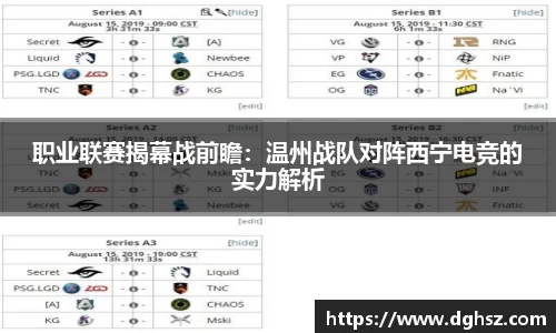 职业联赛揭幕战前瞻：温州战队对阵西宁电竞的实力解析